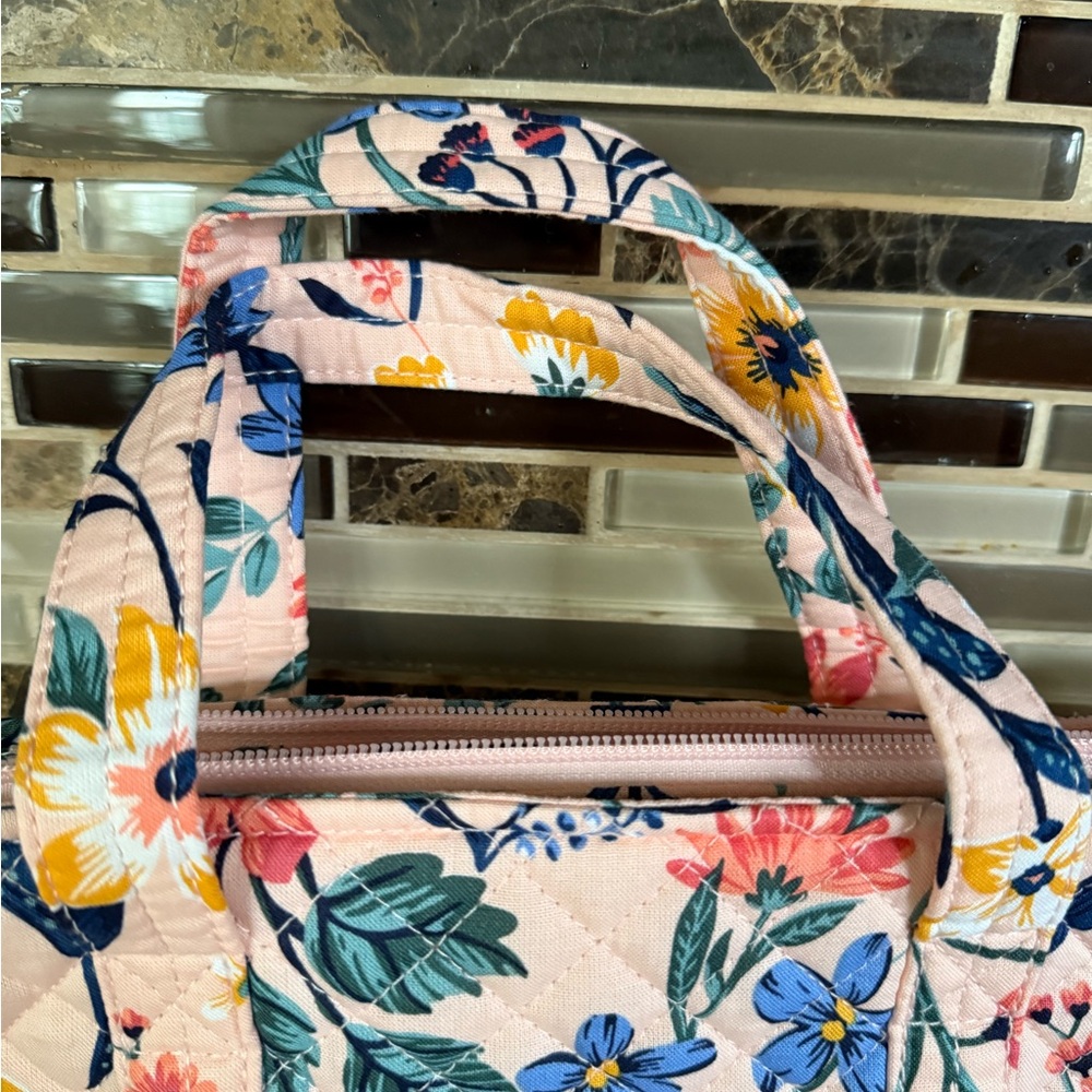 Vera Bradley Floral Quilted Tote in Pink and Blue